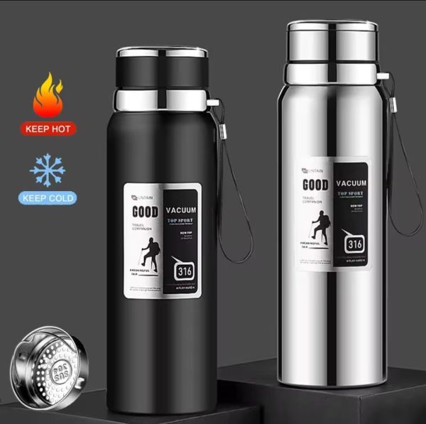 1000ml large capacity stainless steel thermos bottle hot cold vacuum flask water bottle random color 1