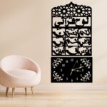 3d wooden loh e qurani wall clock islamic decorative clock with arabic calligraphy elegant design made from 3mm lasani wood lightweight durable perfect fo 2