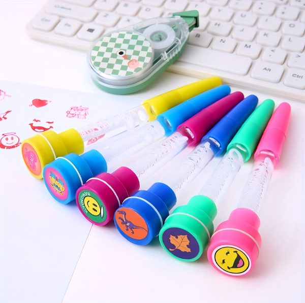 4 in 1 pen with stamp bubbles light and writing function fun creative multi use pen for kids arts crafts and school supplies premium quality imported available in 6 colors 1