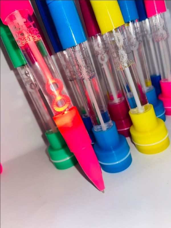 4 in 1 pen with stamp bubbles light and writing function fun creative multi use pen for kids arts crafts and school supplies premium quality imported available in 6 colors 4