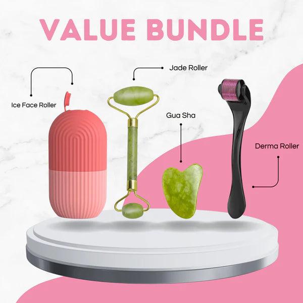 combo pack marble jade roller with stone marble ice roller facial massage derma roller pack of 3 2 1