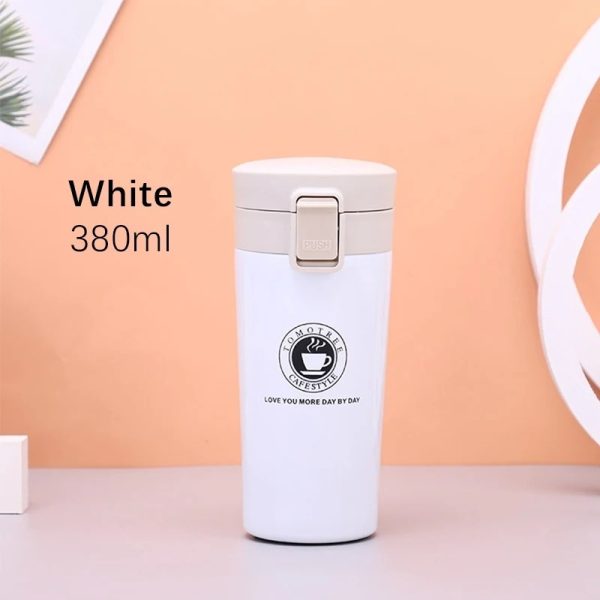 hot cold stainless steel vacuum flask 380ml double wall insulated water bottle leakproof coffee tea thermos travel mug random color 3