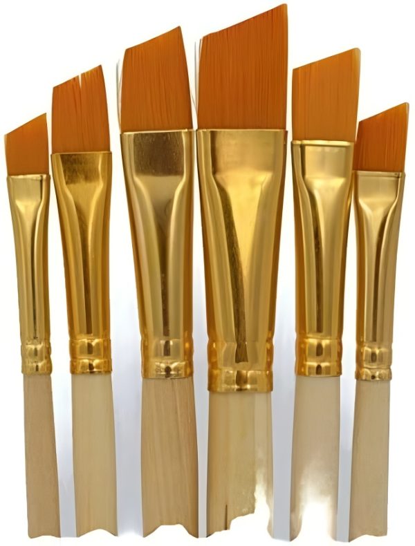 pack of 6 professional angular brush set for artists wooden handle ultra soft tapered bristles multi purpose brushes for painting designing calligraphy craft ideal for acry 1