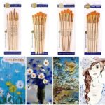 pack of 6 professional angular brush set for artists wooden handle ultra soft tapered bristles multi purpose brushes for painting designing calligraphy craft ideal for acry