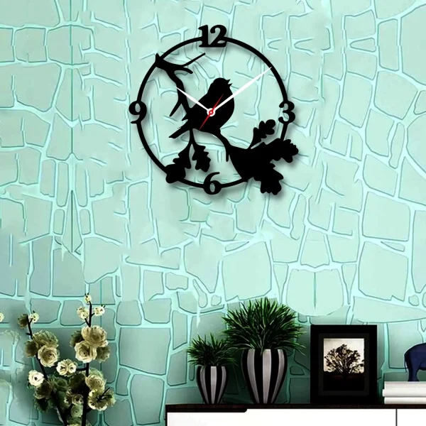sparrow decorative 3d wooden wall clock for living room bedroom office kitchen etc mdf wall clock 3