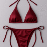 womens bikini set halter neck triangle top adjustable side tie bottom stylish swimwear for beach pool 1