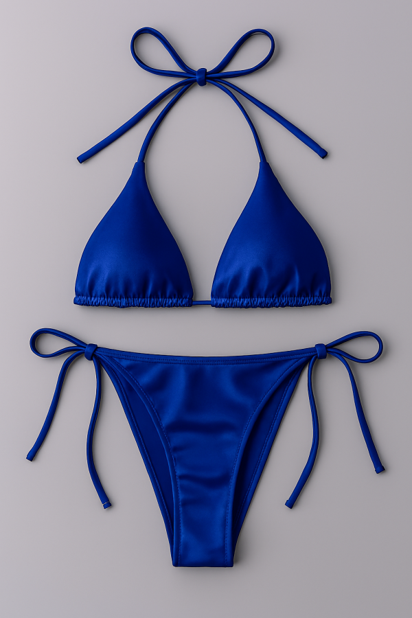 womens bikini set halter neck triangle top adjustable side tie bottom stylish swimwear for beach pool 2