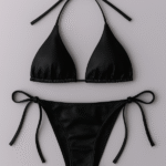 womens bikini set halter neck triangle top adjustable side tie bottom stylish swimwear for beach pool 3