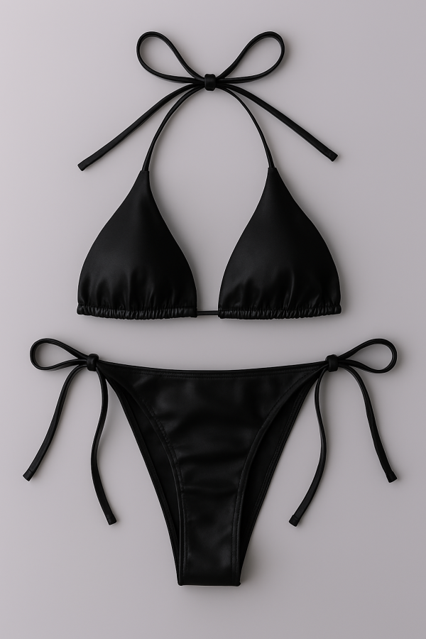 womens bikini set halter neck triangle top adjustable side tie bottom stylish swimwear for beach pool 3