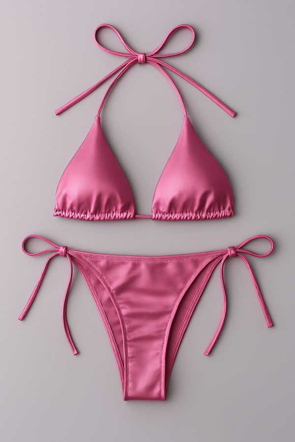 womens bikini set halter neck triangle top adjustable side tie bottom stylish swimwear for beach pool 5