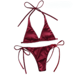 womens bikini set halter neck triangle top adjustable side tie bottom stylish swimwear for beach pool 6