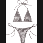 womens bikini set halter neck triangle top adjustable side tie bottom stylish swimwear for beach pool 7
