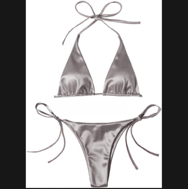 womens bikini set halter neck triangle top adjustable side tie bottom stylish swimwear for beach pool 7