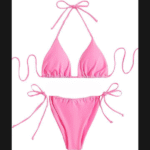 womens bikini set halter neck triangle top adjustable side tie bottom stylish swimwear for beach pool 8