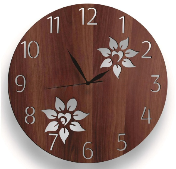 wooden 3d wall clock modern design flower cut living room decoration kitchen clock art 1 (1)